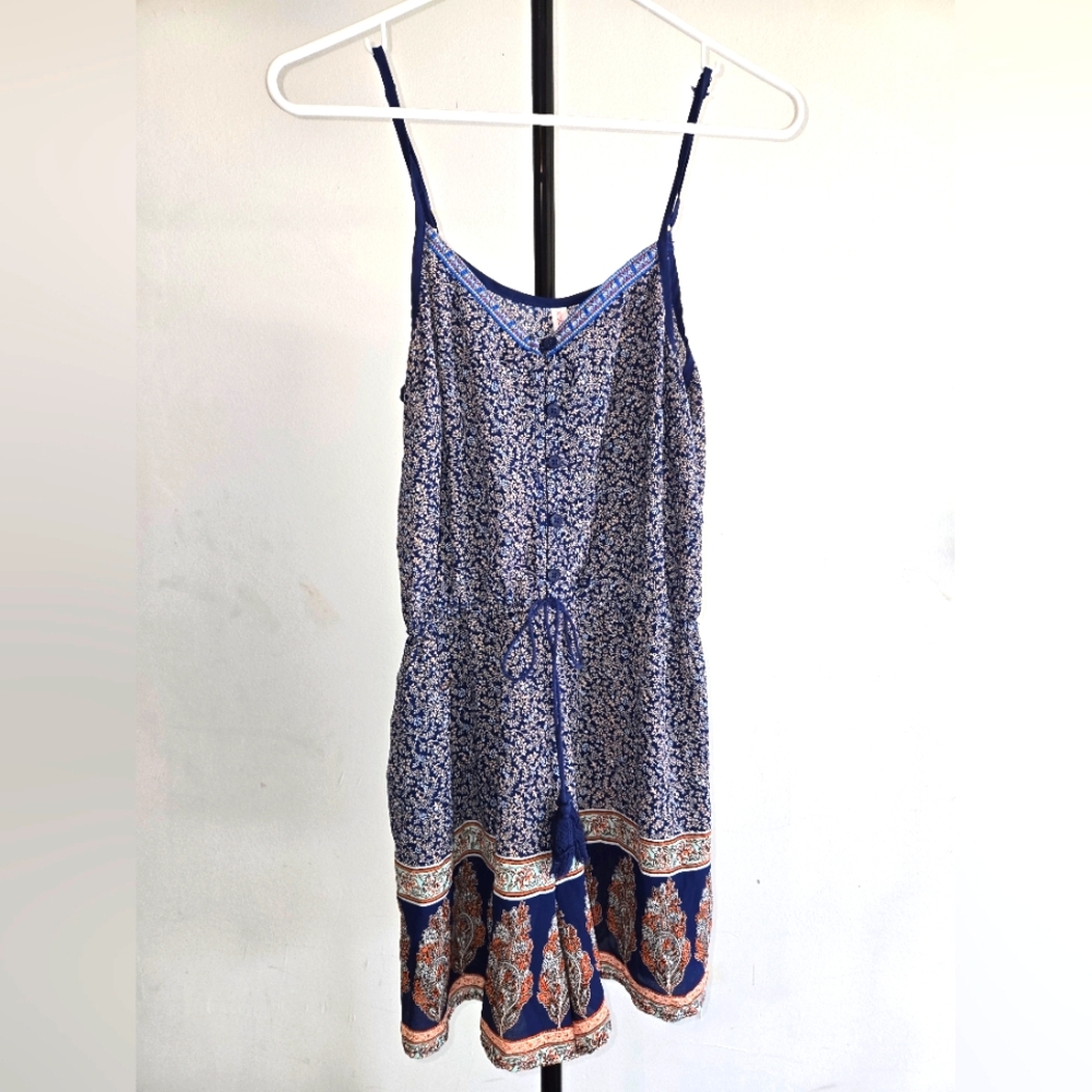 Blue Floral Print Romper Size Small
